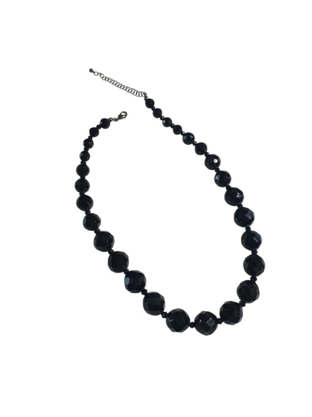 Black Beaded Faceted Glass Crystal Necklace Clasp Elegant Jewelry Formal Gift